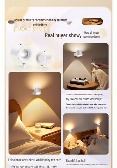 Rechargeable Wireless No-Drill Magnetic Bedside Reading Light with Remote Control