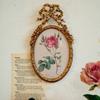 European Vintage Metal Mirror Wall Mounted Gold Embossed Photo Frame Hanging Mirror Rose Decorative Painting Room Wall Decor