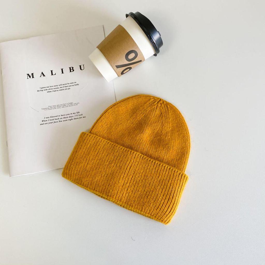 Korean Style Thickened Knit Hats for Women, Ear Protection, Large Fit, Face-Slimming, Warm, In Stock