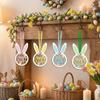 with Bows String Easter Tree Decor Flat Rabbit Hanging Ornaments  Home Party Decor