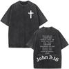 Christliche Jesus Bibelvers Gewaschene T-Shirts Herren Damen Mode Vintage Übergroße T-Shirts Harajuku Baumwolle Kurzarm T-Shirt 260507