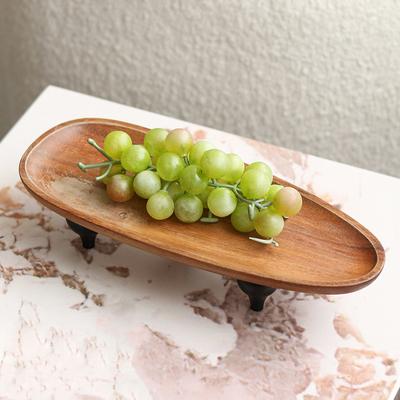 Moderno nuovo stile cinese vassoio con piedini in legno decorazione tavolino da caffè piatto da frutta in legno massello locanda B&B decorazione da tavolo decorazione
