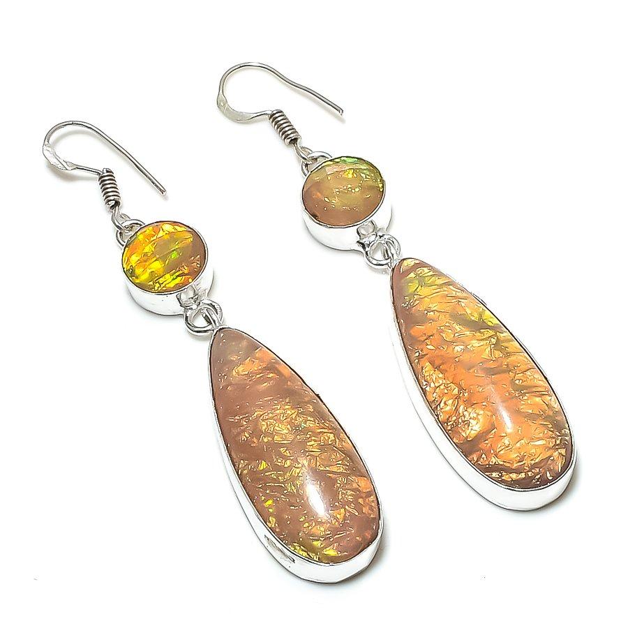 

Natural Orange Triplet Opal 925 Sterling Silver Jewelry Earring 2.84 B0l89