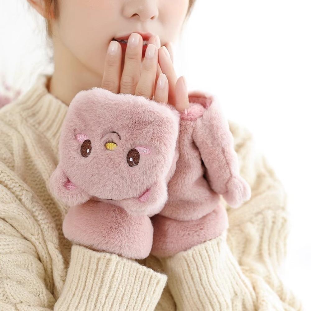 Fashion Plush Rabbit Fur Mittens Soft Winter Warm Warm Thick Gloves Comfortable Cute Plush Gloves Women