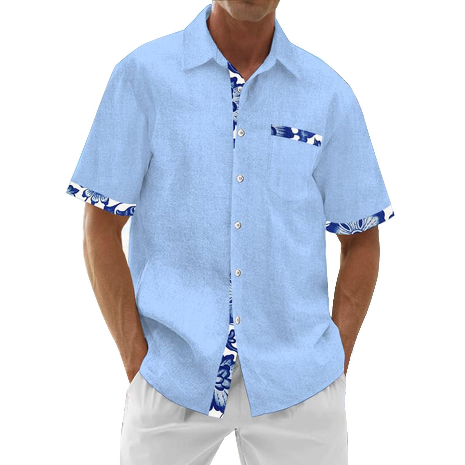 

Мужские винтажные рубашки для боулинга на пуговицах с коротким рукавом, летняя пляжная рубашка L