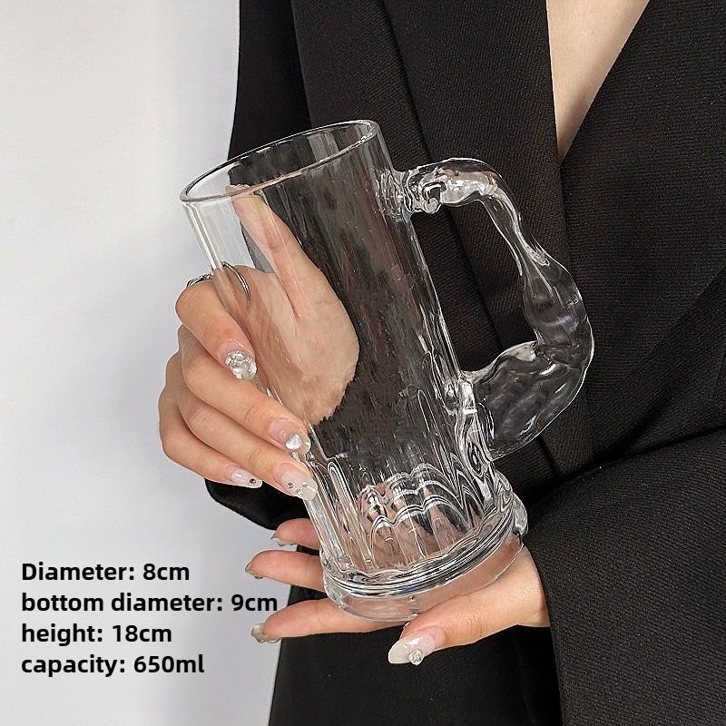 Hercules Beker Matglas met Handvat Glas Grote Capaciteit Transparante Sapbeker Niche Hoge Uitstraling Huis Creatief Bierglas