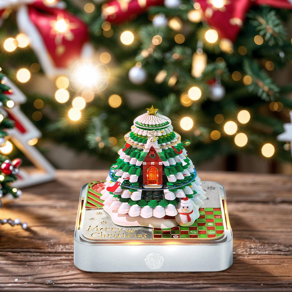 Time Piece Kalender 2026 Tischkalender mit Licht 3D Weihnachtsbaum/Baumhaus Kalender Papierschnitzkunst Notizblock Geschenke