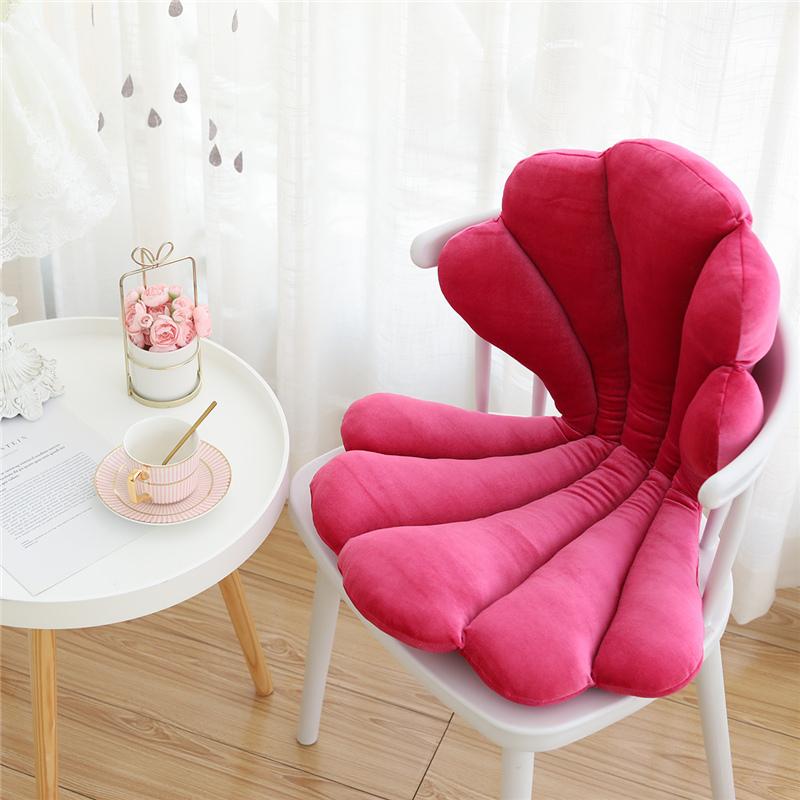 

Luxury Velvet Shell stuffed Chair Seat Cushion Art style Shell Back Cushion Blue Rose Princess Sea shell Home Pillow Decor 75X50X6cm