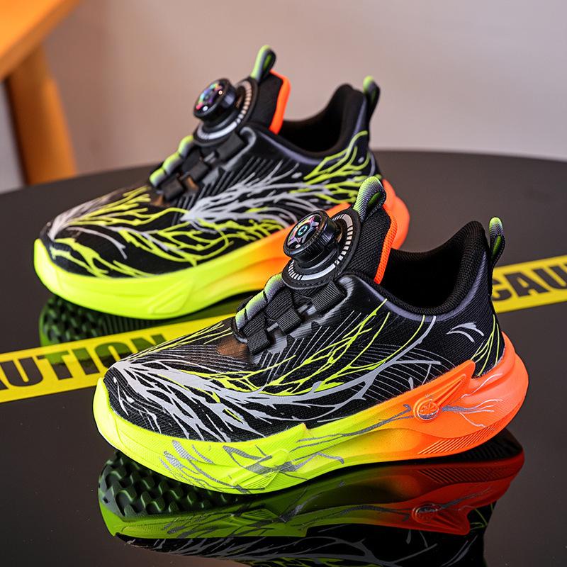 

2025 Boys Blue Rotating Buckle Lightweight Running Shoes for Primary Students 35 червоний/чорний