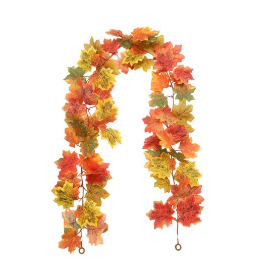 100/175CM Artificial Maple Leaf Garland UV Resistant Fall Halloween Thanksgiving Day Harvest Festival Autumn Mantle Porch Indoor Outdoor Decoration