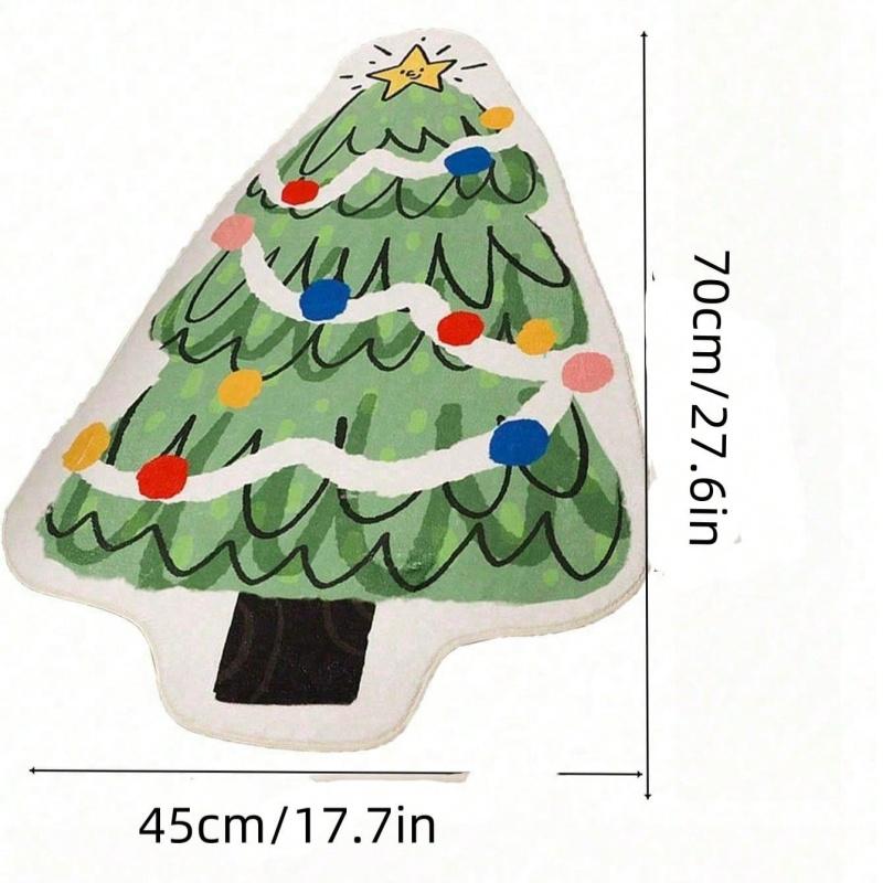 1pc Christmas Doormat, Christmas Tree Design, Non-Slip Anti-Dirt, For Christmas,  Decoration, Outdoor Garden Yard Decor