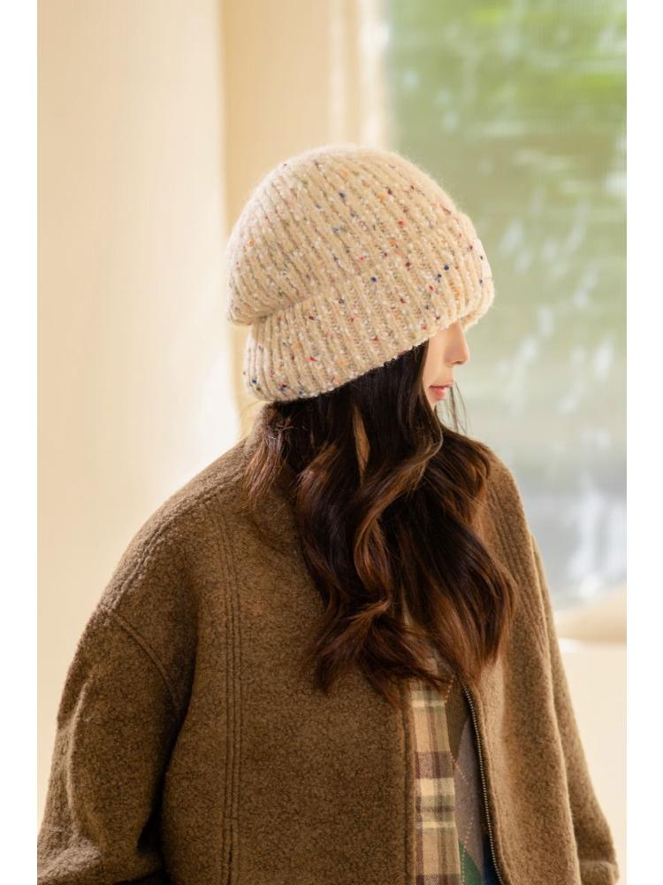Color Wool Hat Autumn and Winter Warm Ear Protection Windproof Hat Knitted Hat Fit for Outdoor, Casual & Formal Events