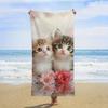 Kittens with Flowers Designed Beach Towel Large Towel,Super Absorbent,Quick-Dry, Lightweight Sport Towel Bath Towel,Fashionable