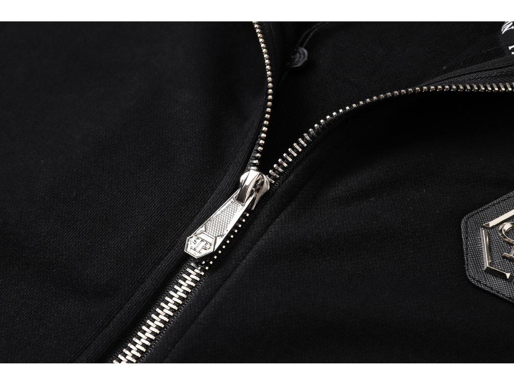 Philipp Plein Men's Rhinestone Skull Hooded Jacket - European & American Street Fashion