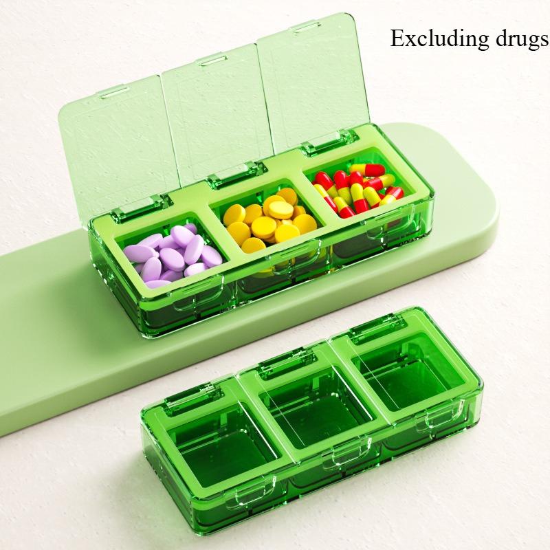 1PC Portable Three Compartment Medicine Box Storage Box with Moisture-proof Sealing for Drug Storage