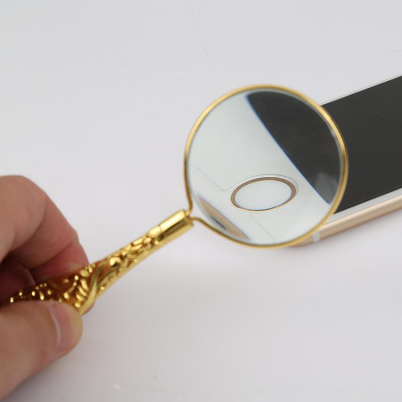 45Mm New European Delicate Pattern Handle Retro Glass Lens High-Grade Embossed Handle Reading Magnifying Glass for Reading Lupas