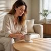 6Pcs White Woven Coasters Round Diatomite Coasters Tabletop Decor Round Coasters  Kitchen