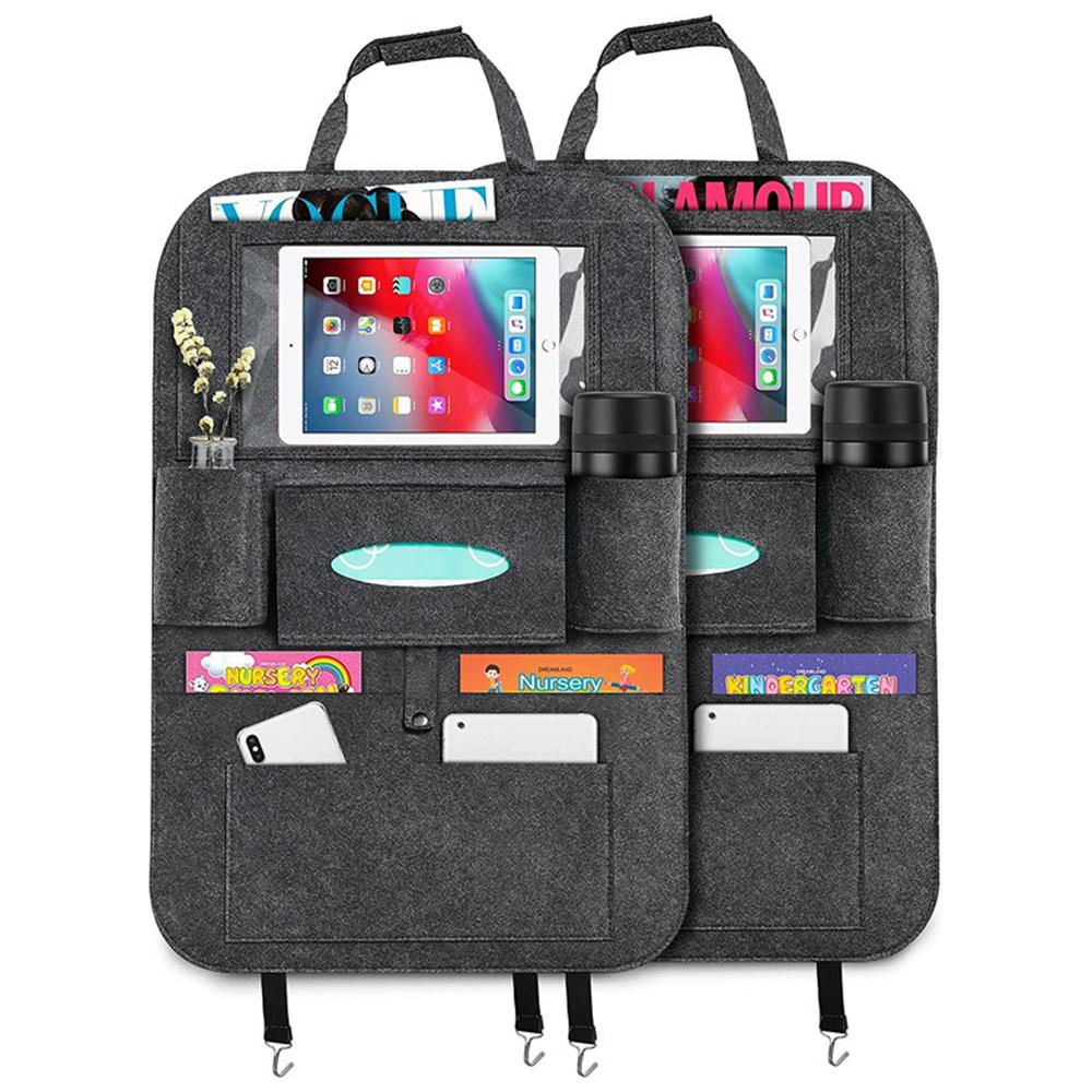 

Багатокишенькова сумка для зберігання серветок на спинці автокрісла з фетру для підвішування Dark Grey