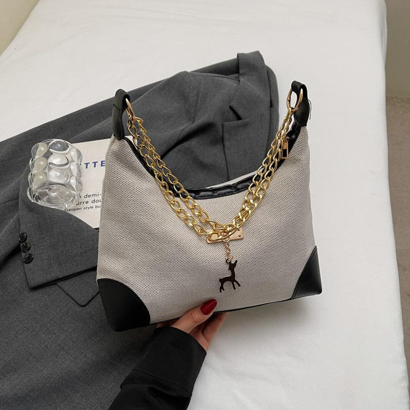 

2025 bag women s summer new commuter tote bag nylon cloth texture shoulder bag ins wind deer armpit bag
