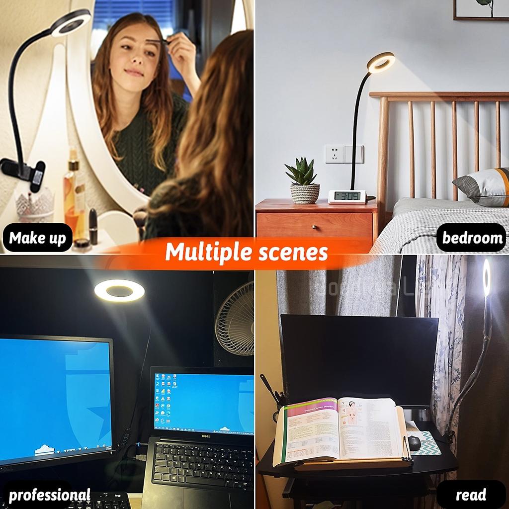 Bright USB Powered Flexible Clip-On Lamp, Standing Lighting, Kids Desk, Reading LED Desk Lamps, Work, Office, Laptop, Light