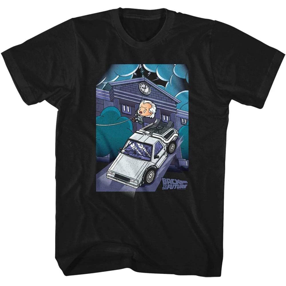 Back To The Future Cartoon Doc on Clock Tower Men s T Shirt XXXL