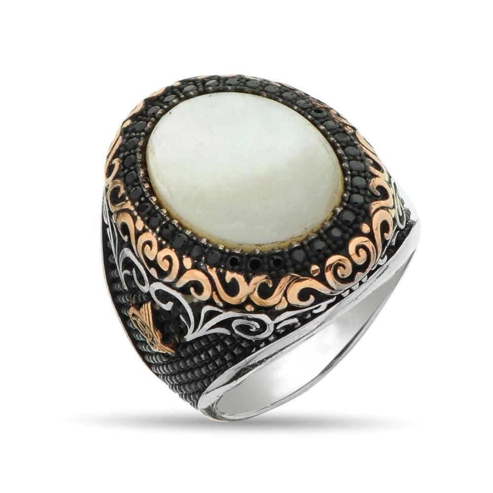 Vintage Handmade Turkish Signet Ring For Men Women Ancient Silver Color Black Onyx Stone Ring Retro Islamic Religious Jewelry