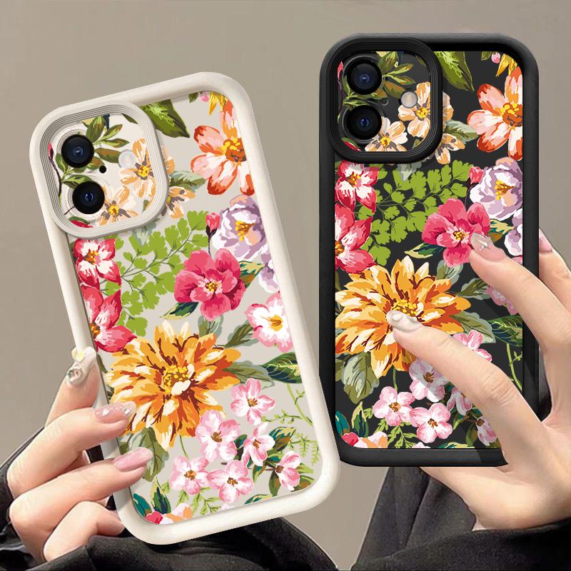 Wzór kwiatowy Odporne na wstrząsy Etui na telefon Dla iPhone 16e 16 15 14 Pro Max 13 12 Pro 11 14 15 16 Plus Kolor Cukierkowy Silikonowe Miękkie Matowe Pokrowce Fundas