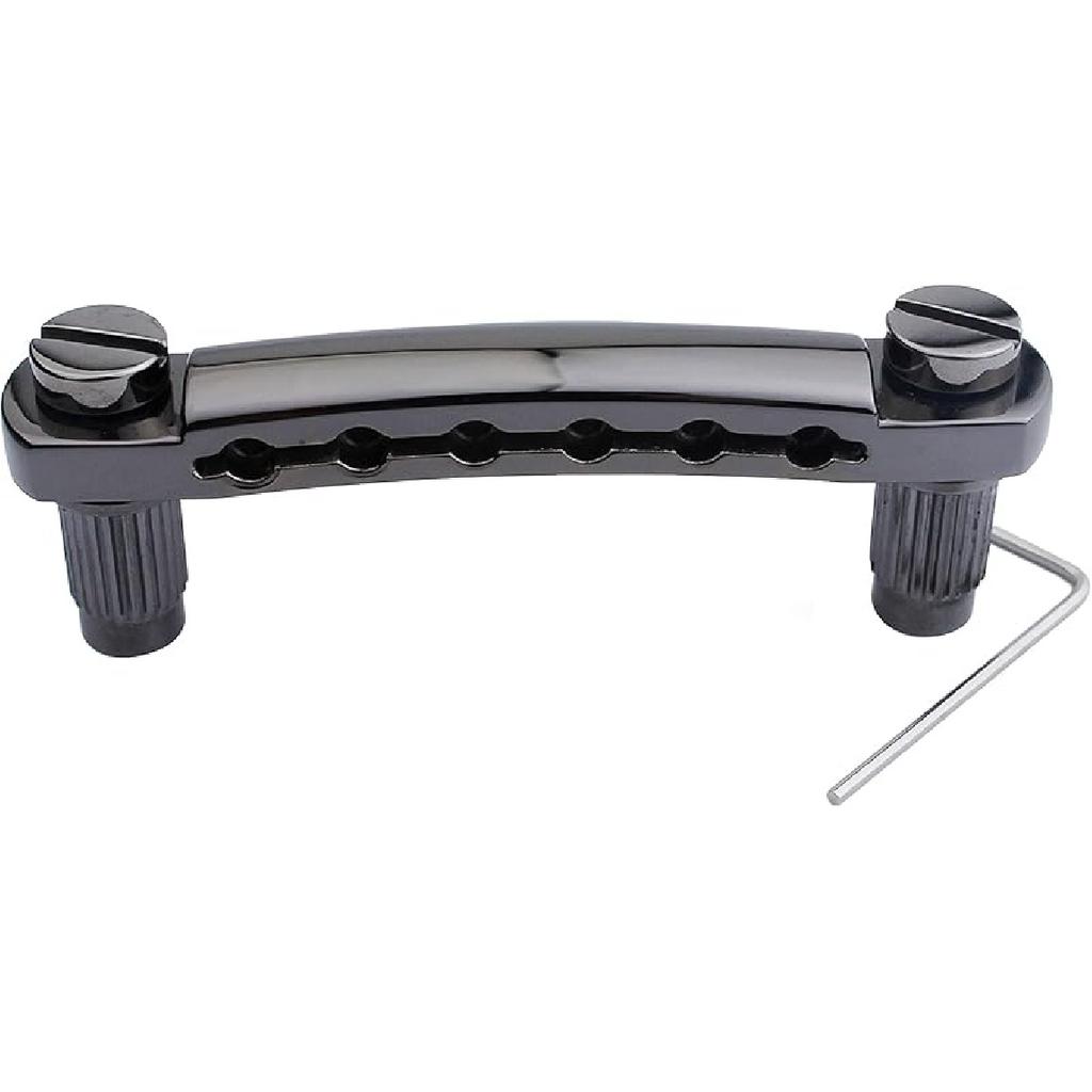 Guyker Guitar Tune-O-Matic Tailpiece Stop Bar with Studs - Bridges Parts Replacement for LP SG Style 6 String Electric Guitar (GS001, black)
