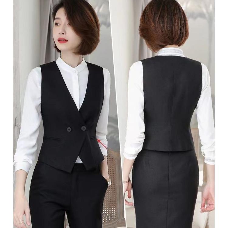 Женский модный черный приталенный жилет-пальто Рабочий жилет Повседневная верхняя одежда L чёрный