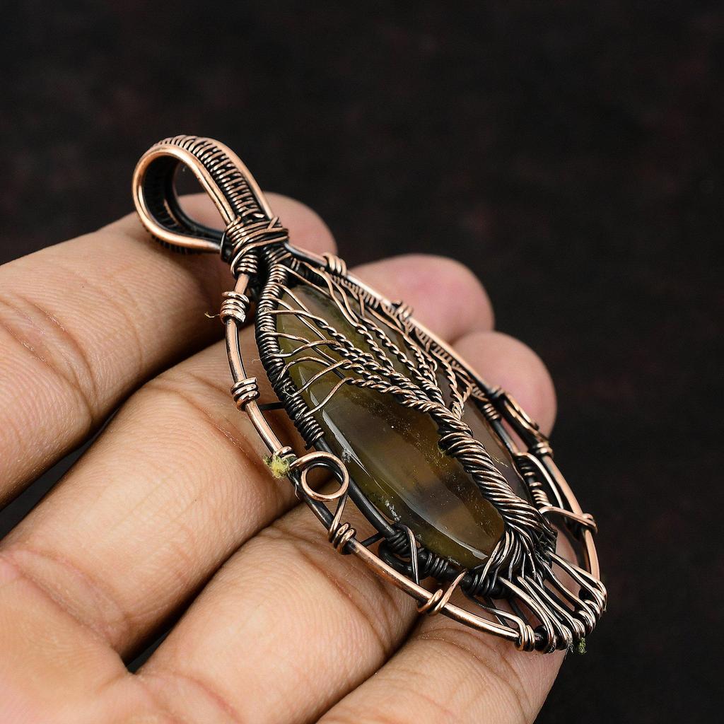 Baum des Lebens Multi-Fluorit Edelstein Anhänger Kupferdraht gewickelter Anhänger Geschenk für sie Baum des Lebens Schmuck Handgefertigter Schmuck Fluorit Schmuck