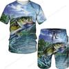 3D Fishing Printed Men's Casual Loose Tees/Trosuers/Suits Spring Summer Oversized Harajuku Funny Graphic Top Shorts Clothing Set