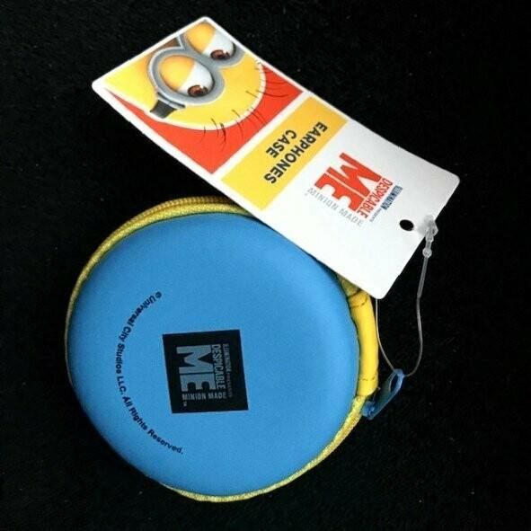 Etui de rangement écouteurs - Minions - Diamètre 8 cm - Hauteur 3 cm - Bleu et jaune