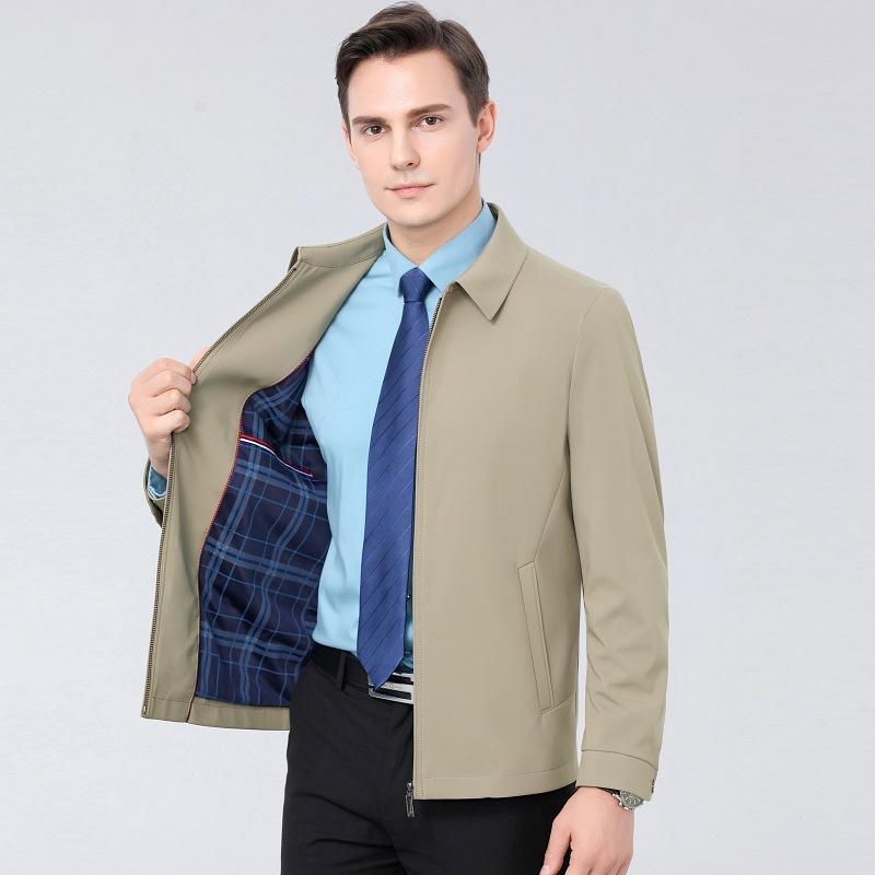 Spring and Autumn Men's Lapel Jacket Executive Leadership Jacket Business Casual Dad Wear Civil Servant Jacket