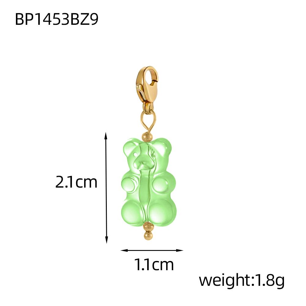 

CARLIDANA 2 PCS Gold Plated Stainless Steel Jelly Bear Charms Gummy Bear Resin Charm Accessories Lobster Clasp for DIY Jewelry
