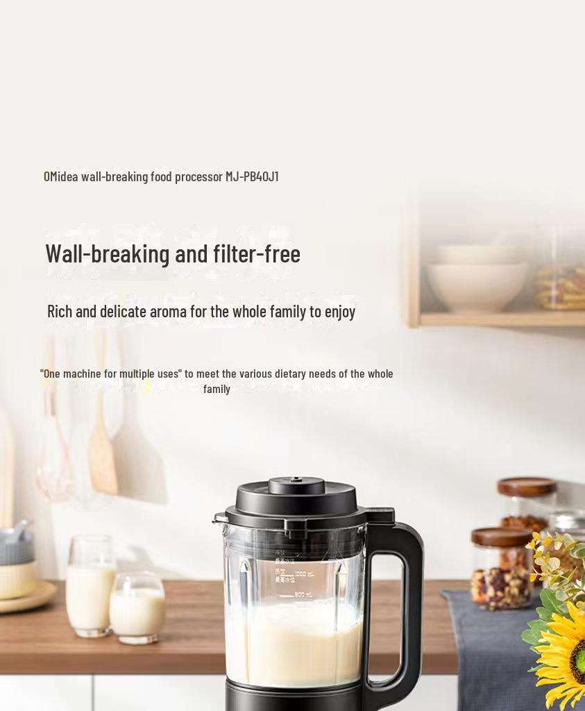 Midea MJ-PB40J1 Multifunktionale Sojamilch- & Babynahrungszubereitungsmaschine mit Heizfunktion und filterlosem Design