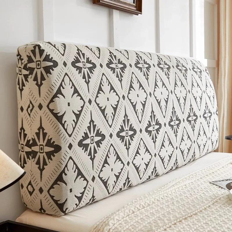 Comfort All-inclusive Bed Backrest Cover Jacquard Bed Headboard Cover Elastic Retro Style Bed Head Slipcover In Bedroom Decor