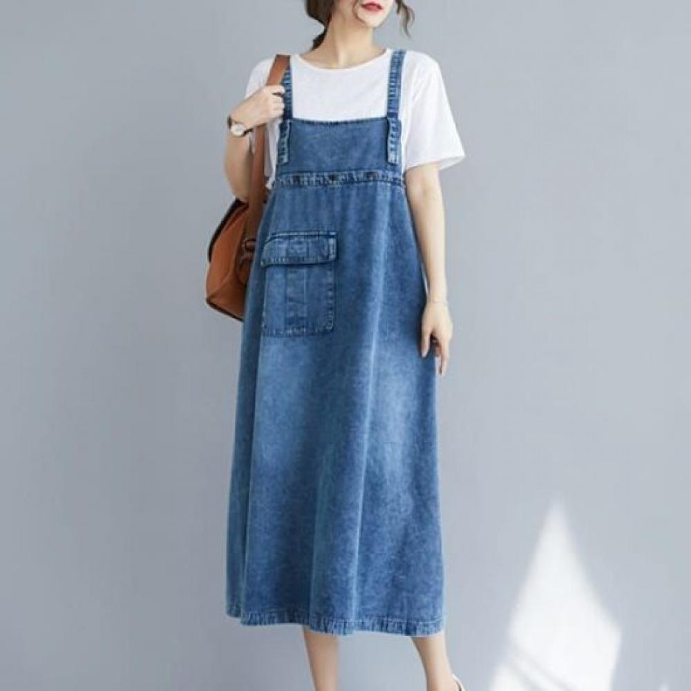Navava No911 Casual Waist String Denim Dress
