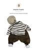T-shirt a righe in cotone unisex per bambini coreani - Casual Primavera/Autunno Girocollo