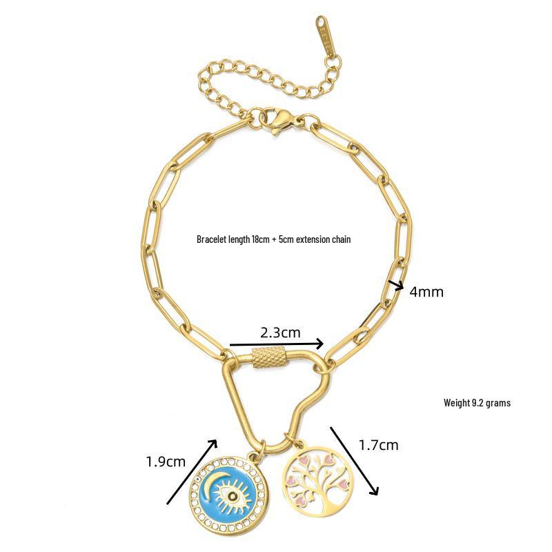 Stainless Steel Love Heart Carabiner Pendant Bracelet for Women - DIY Hand Jewelry