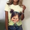 Summer Women's T Shirt Anime Girl Pattern Print Casual Short Sleeve Pullover Fashion Streetwear Cute Girl Tee Female Clothing