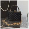 Simple bag Women's hand bag Box bag Delicate plaid chain Crossbody handbag