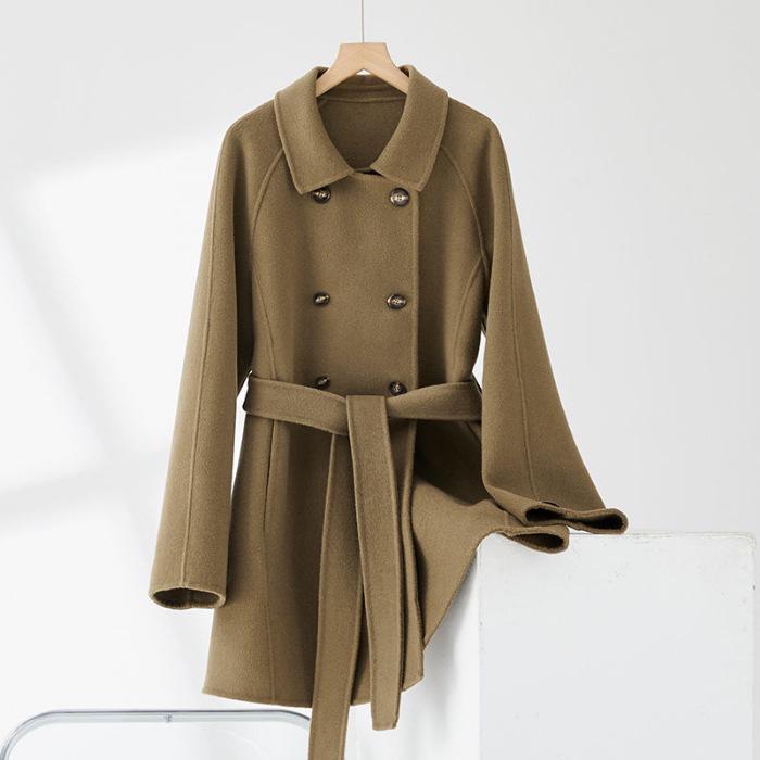 Petite Women s Olive Green Wool Coat - 2025 Autumn/Winter Collection High-Quality Outerwear M