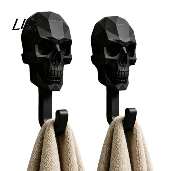 Gaming Room Wall Hanger 2Pcs Hook Up, 3D Printed Skull Design Hooks, No Drilling Decorative Mount Hanger, Waterproof Bathroom Storage for Towels Hats