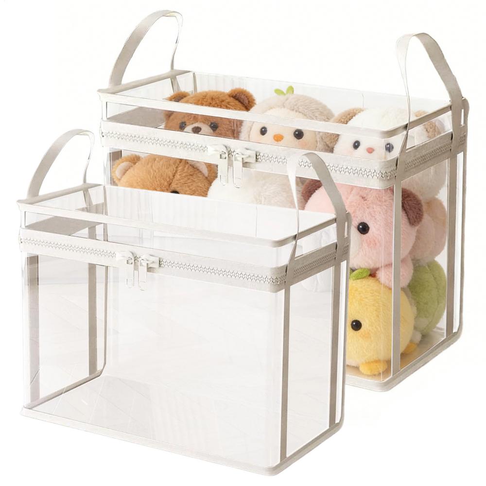 

Toy Storage Container 2-Pieces Transparent Plush Dolls Organizer Stuffed Animal Container For Living Room Playroom Study Room красный