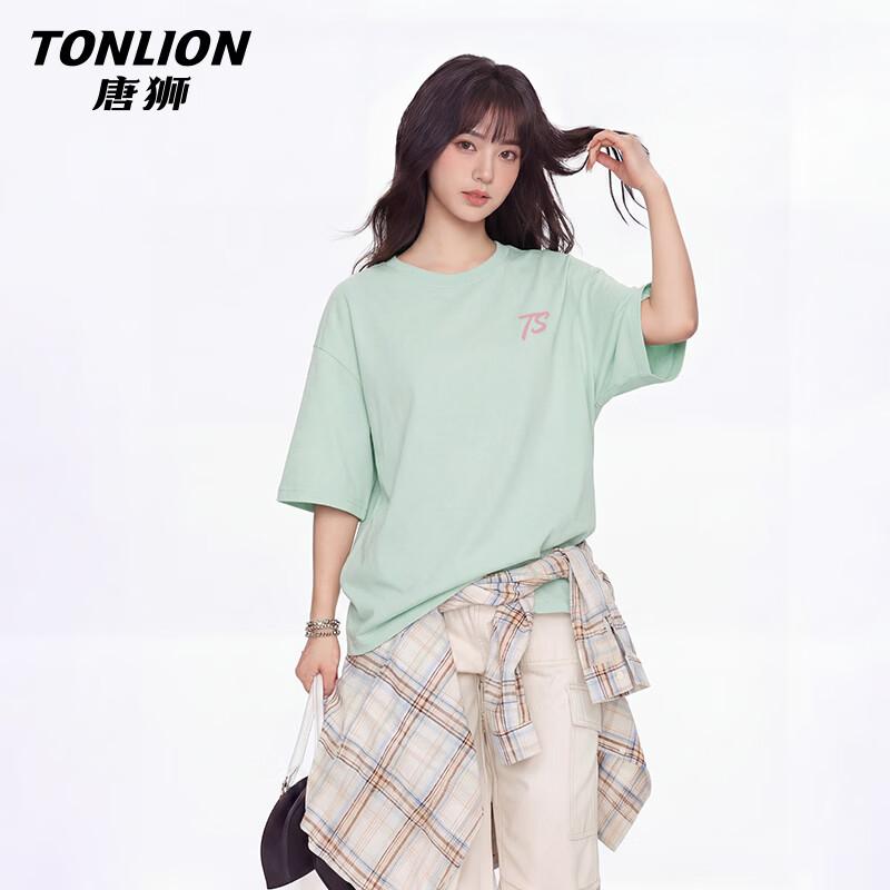 TonLion Women s Pure Cotton Letter Print Short Sleeve T-Shirt L