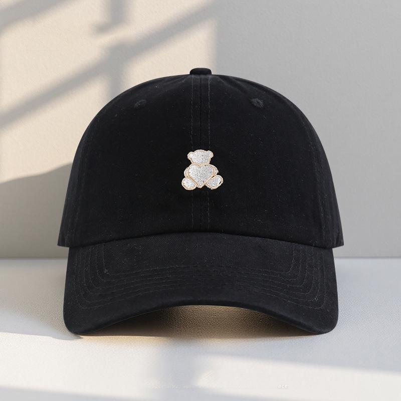 

Love Bear Embroidered Baseball Cap Women s Versatile Soft Top Face Small Shade Peaked Cap Wide Brim adjustable