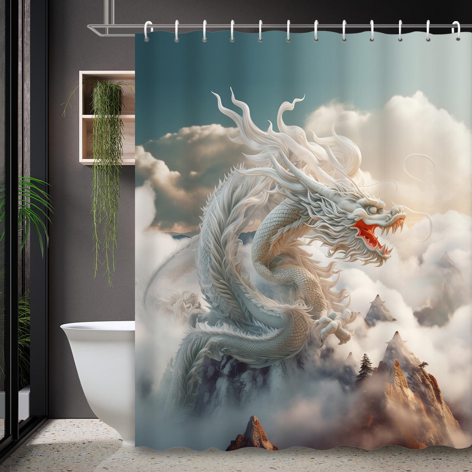 

Legendary Dragon In The Clouds Waterproof Shower Curtain For Modern Bathroom Decor, Stylish And Durable, Perfect For Home Use W60H190(CM)-1 Pcs