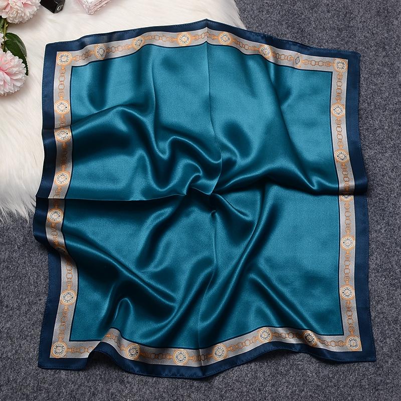 

K-stylepure color silk 53 small square scarf for women casual style decorative silk scarf easiest for match stewardess small scarf mulberry silk scarf 53*53cm синий