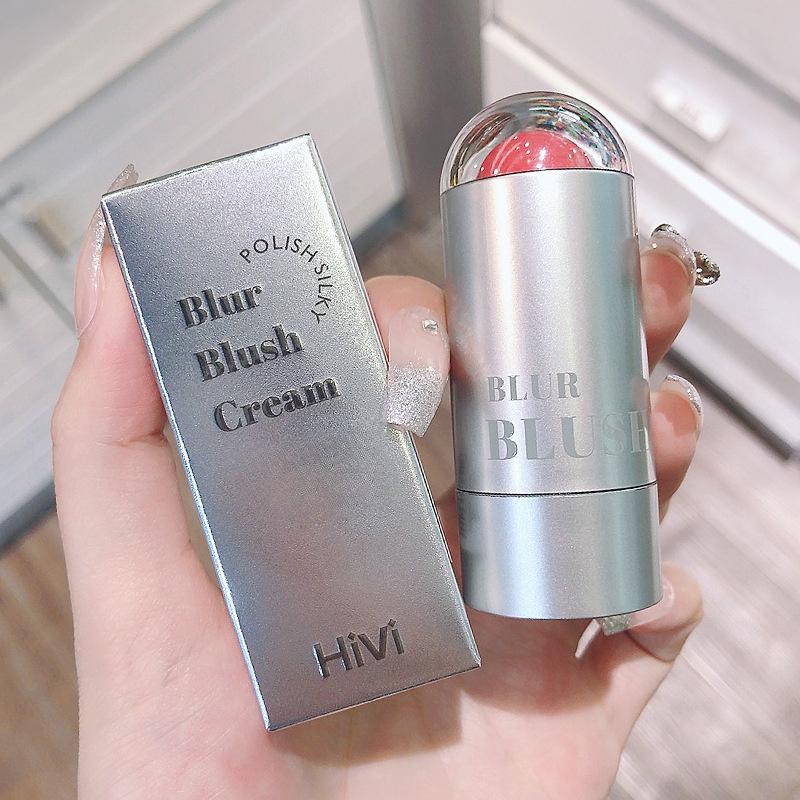 Silver Tube Blush Stick Moisturizing Haze Lips and Cheeks Dual-purpose Blush Cream Color Showing Natural Matte Solid Blush Creams Rouge Lipstick 7g