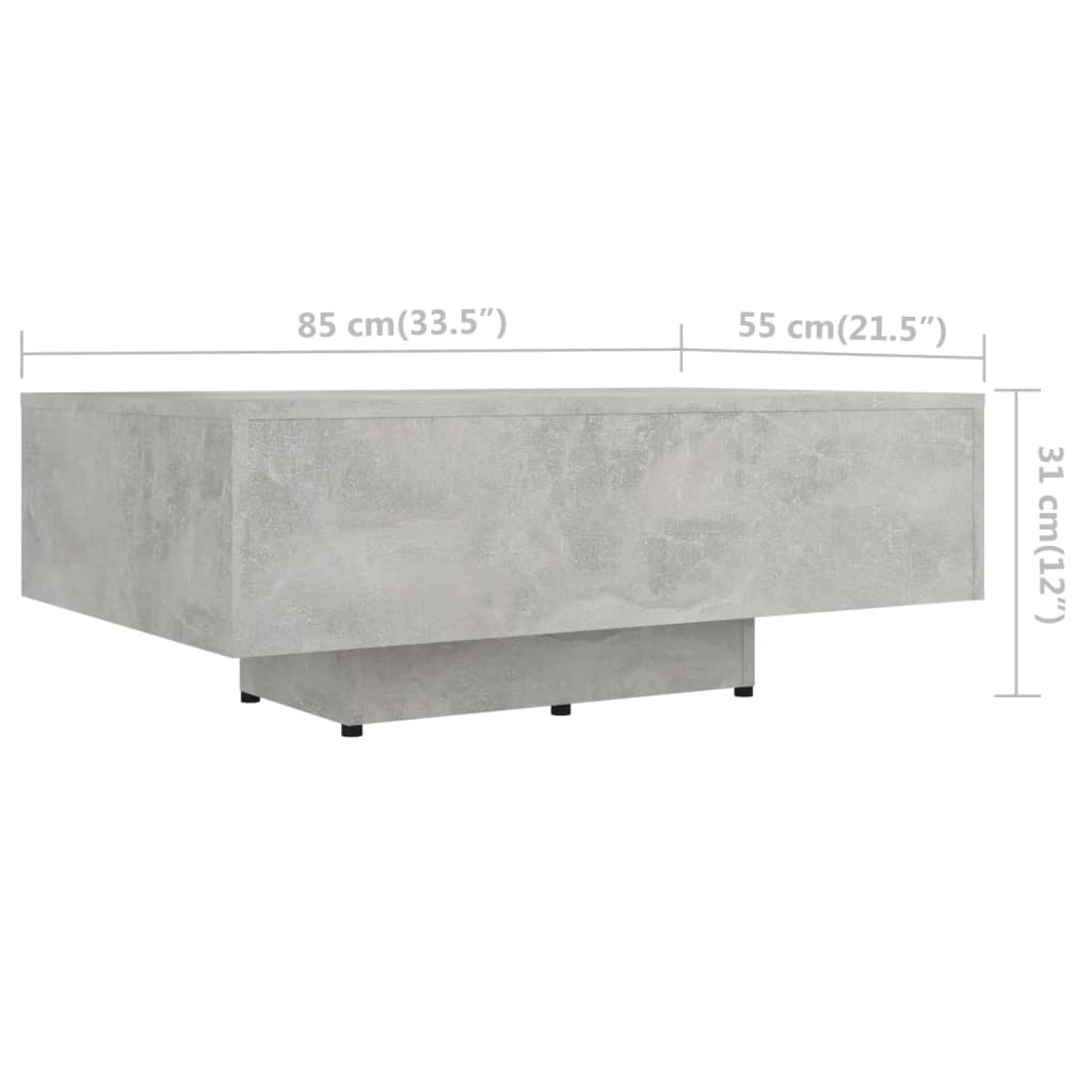 Coffee Table Concrete Grey 85 x 55 x 31 cm Wood Based Material